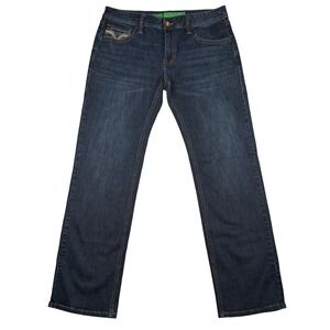 Rock and Roll Denim Pistol Jeans Mens 36x36 Dark Wash Straight Boot Thick Stitch